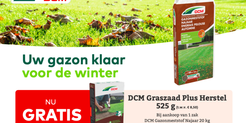 Actie: DCM najaarsmest + gratis herstelgazon