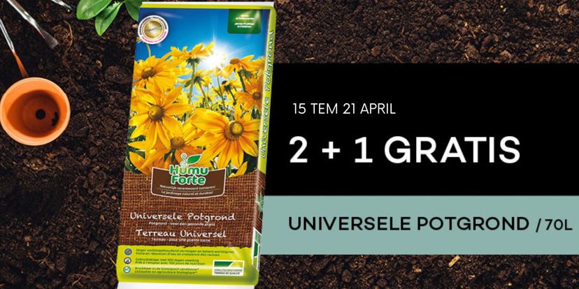 2+1 gratis op universele potgrond