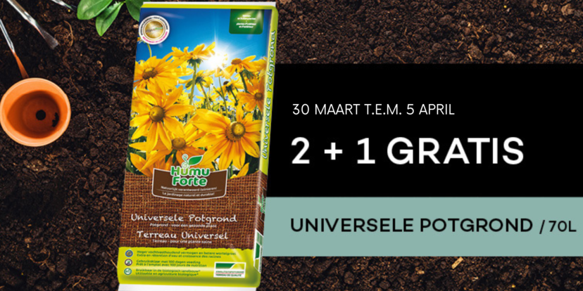 2+1 gratis op universele potgrond